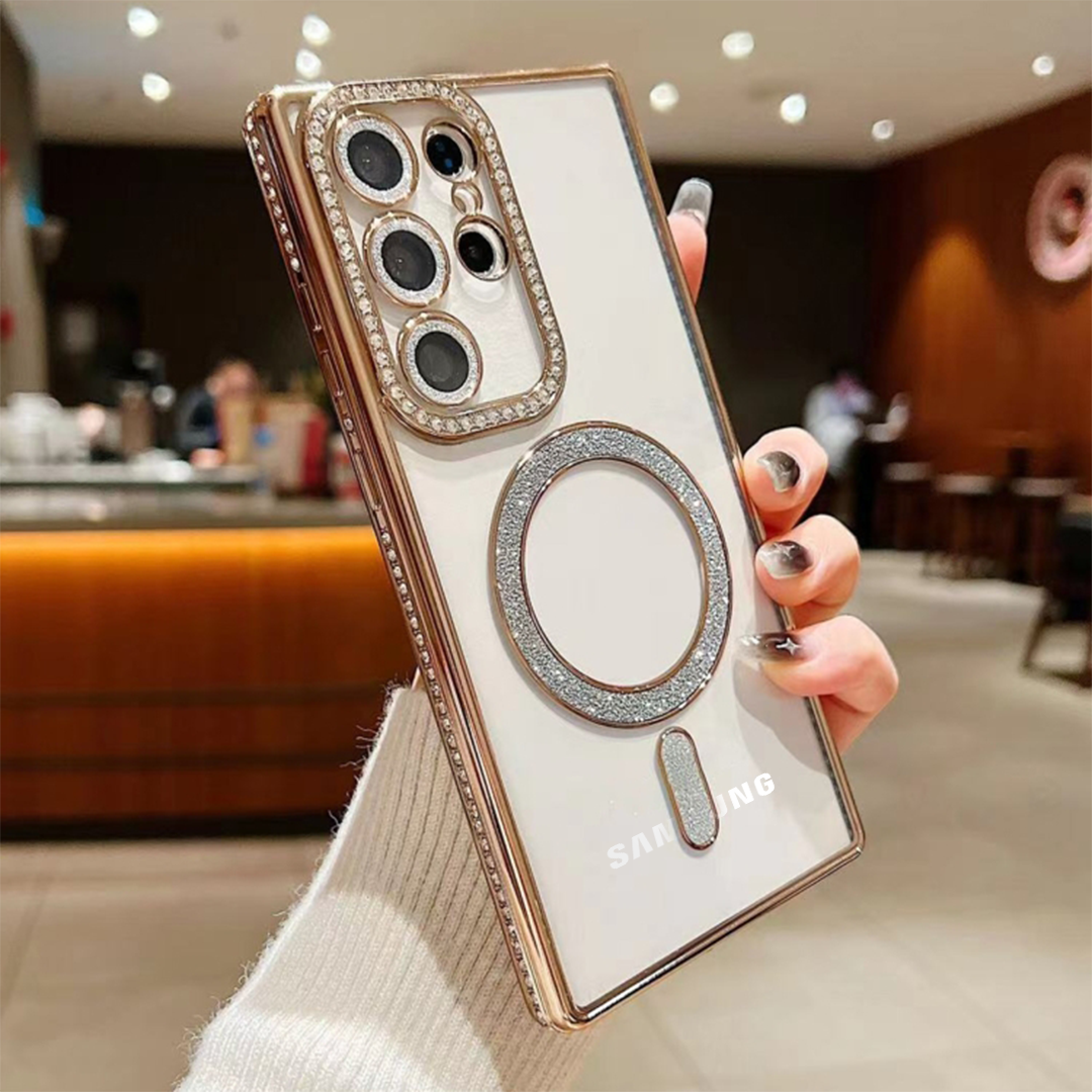 Samsung Galaxy S22 Ultra 5G Diamond Gradient Plated MagSafe TPU With Camera Lens Protection Phone Case