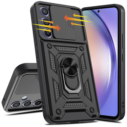 Galaxy A15 5g Armor Military-grade Case With Sliding Camera Cover & 360 Kickstand-black