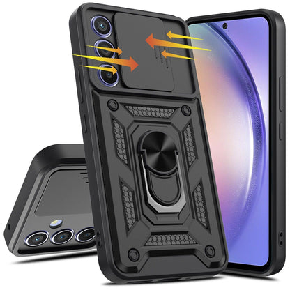 Galaxy M55 5g Armor Military-grade Case With Sliding Camera Cover & 360 Kickstand