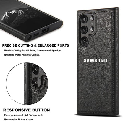 Galaxy S24 ULTRA 5G Drop Protection | Raised Camera Edges Protective Back Leather Case