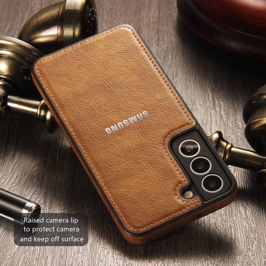 Galaxy S24 PLUS 5G Drop Protection | Raised Camera Edges Protective Back Leather Case