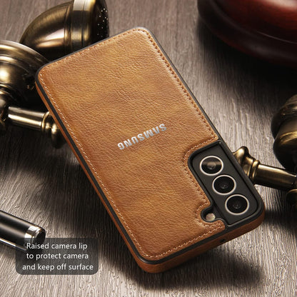 Galaxy S24 PLUS 5G Drop Protection | Raised Camera Edges Protective Back Leather Case