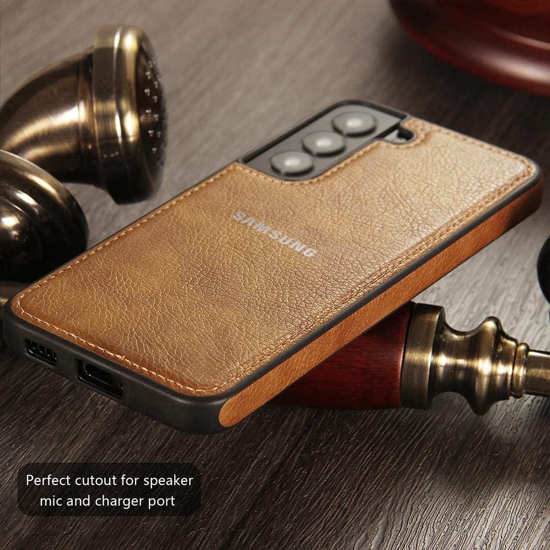 Galaxy S24 PLUS 5G Drop Protection | Raised Camera Edges Protective Back Leather Case