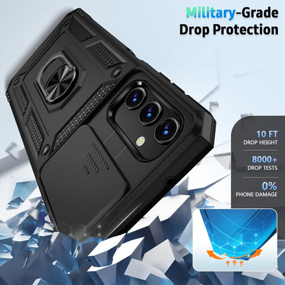 Galaxy A54 5g Armor Case with Slide Camera Cover[Military Grade 16ft. Drop Tested] Magnetic Ring Kickstand Protective Phone Case