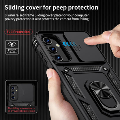 Galaxy S23 5G Armor Case with Slide Camera Cover[Military Grade 16ft. Drop Tested] Magnetic Ring Kickstand Protective Phone Case