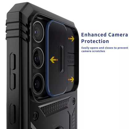 Galaxy S23 5G Armor Case with Slide Camera Cover[Military Grade 16ft. Drop Tested] Magnetic Ring Kickstand Protective Phone Case