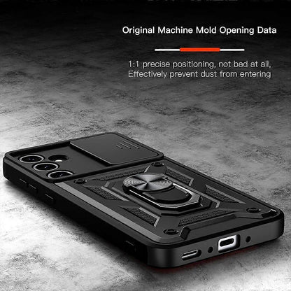 Galaxy S23 5G Armor Case with Slide Camera Cover[Military Grade 16ft. Drop Tested] Magnetic Ring Kickstand Protective Phone Case